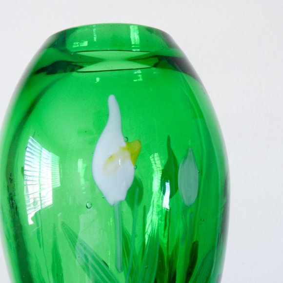 VINTAGE Pier One Imports Green Artisan Glass Bloom Vase Flower Bud Vase So Chic! - Picture 5 of 9